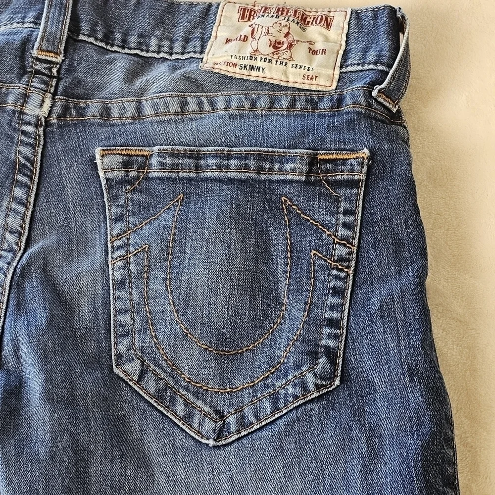 True Religion Jeans mens 34 Blue Denim Medium wash Vintage Retro 90s jeans Y2K